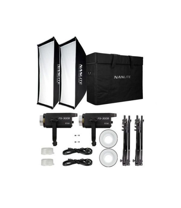 Kit 2 Focos FS-300B Bi-color led Spot Light 3 kit 2 focos led nanlite fs 300b 350w bi color nanlite