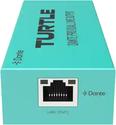 Adaptador de salida analógica XLR de 2 canales Dante con controles de ganancia Turtle AV