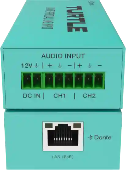 Adaptador de salida de línea analógica Dante Pro de 2 canales