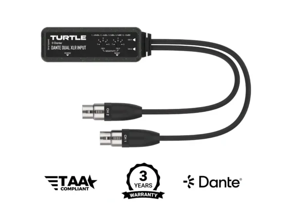 TAV-D2XEN002 Dante 2CH Analog XLR Input Adapter with Gain Controls