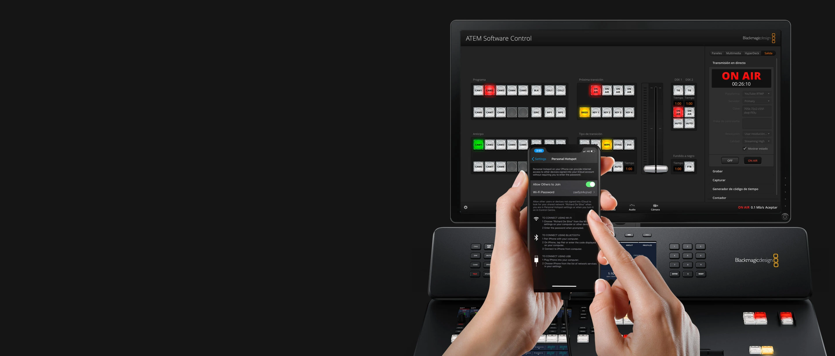 Blackmagic ATEM Television Studio HD8 2TB 13 Streaming por Ethernet y Red Móvil