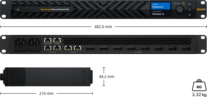 Blackmagic Ethernet Switch 820 18 Especificaciones Blackmagic Ethernet Switch 820
