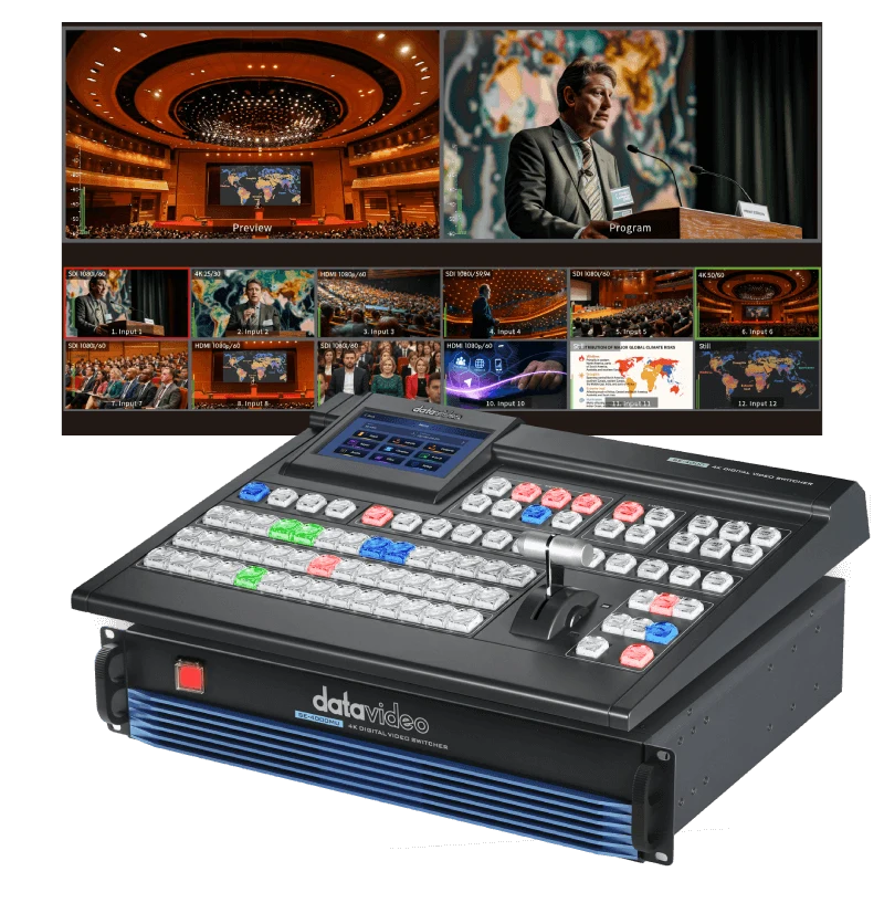 Datavideo SE-4000 - Conmutador de Vídeo Digital 4K UHD de 8 Canales con Consola 12 SE-4000 Datavideo en acción