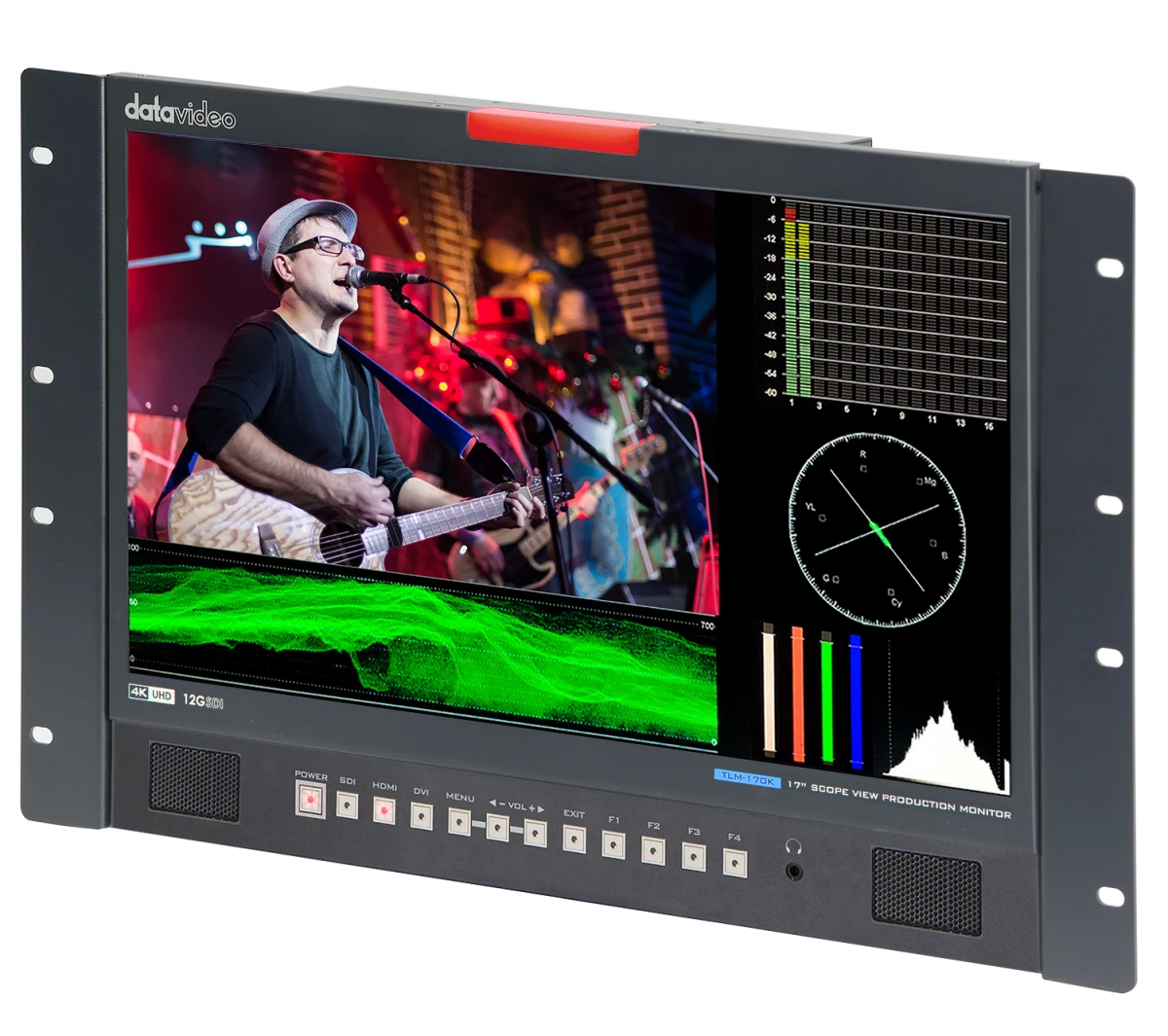 Datavideo TLM-170KR - Monitor de Producción 17.3" UHD 4K en Rack 7U Scopeview 10 Datavideo TLM-170KR Monitor Profesional de Producción