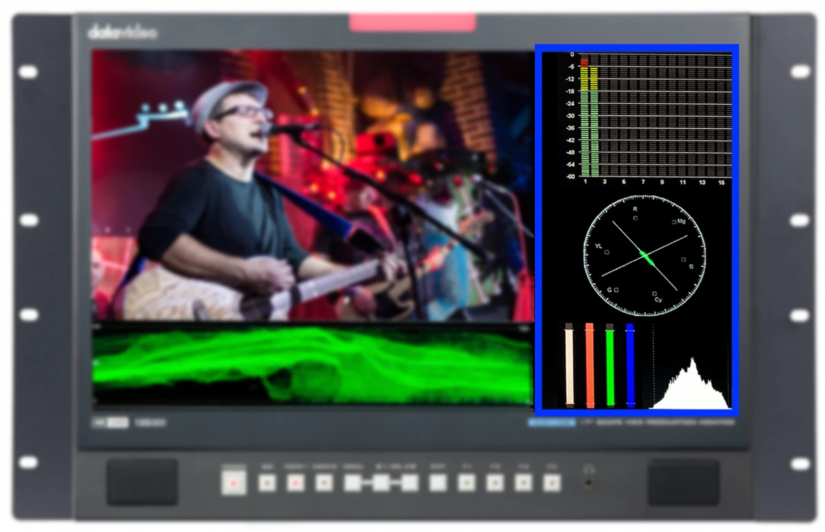Datavideo TLM-170KR - Monitor de Producción 17.3" UHD 4K en Rack 7U Scopeview 13 Datavideo TLM-170KR Perspectiva de Uso en Rack