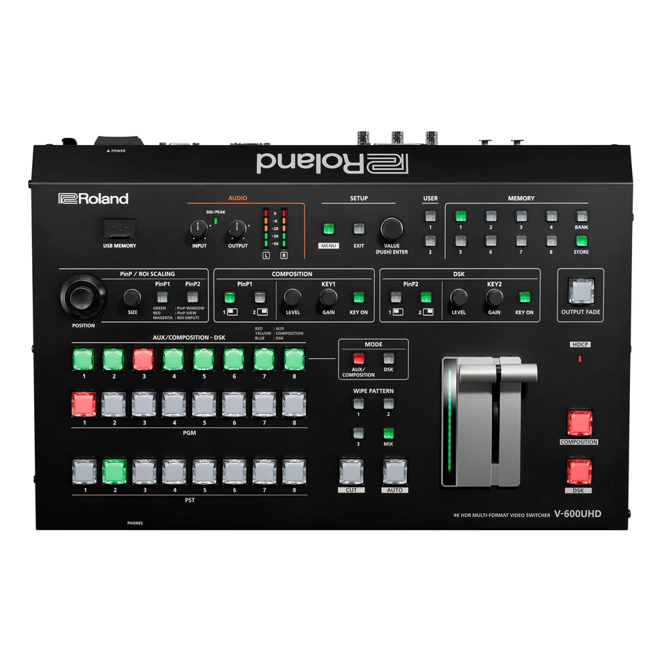Roland V-600UHD 15 Consola Roland V-600UHD Vista Superior y T-Bar Profesional