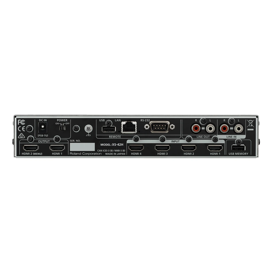 Roland XS-42H 14 Panel Posterior con Entradas HDMI, Salidas Duales y Audio del Roland XS-42H