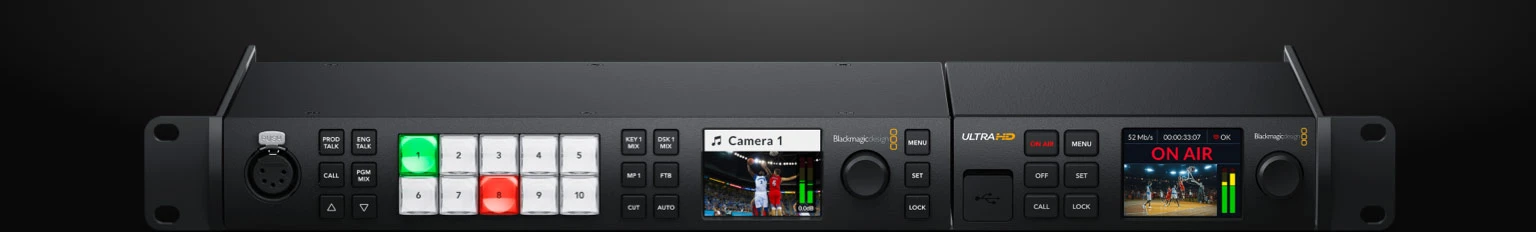 Blackmagic Streaming Decoder 4K 21 Montaje modular de tres unidades en 1U de bastidor rack