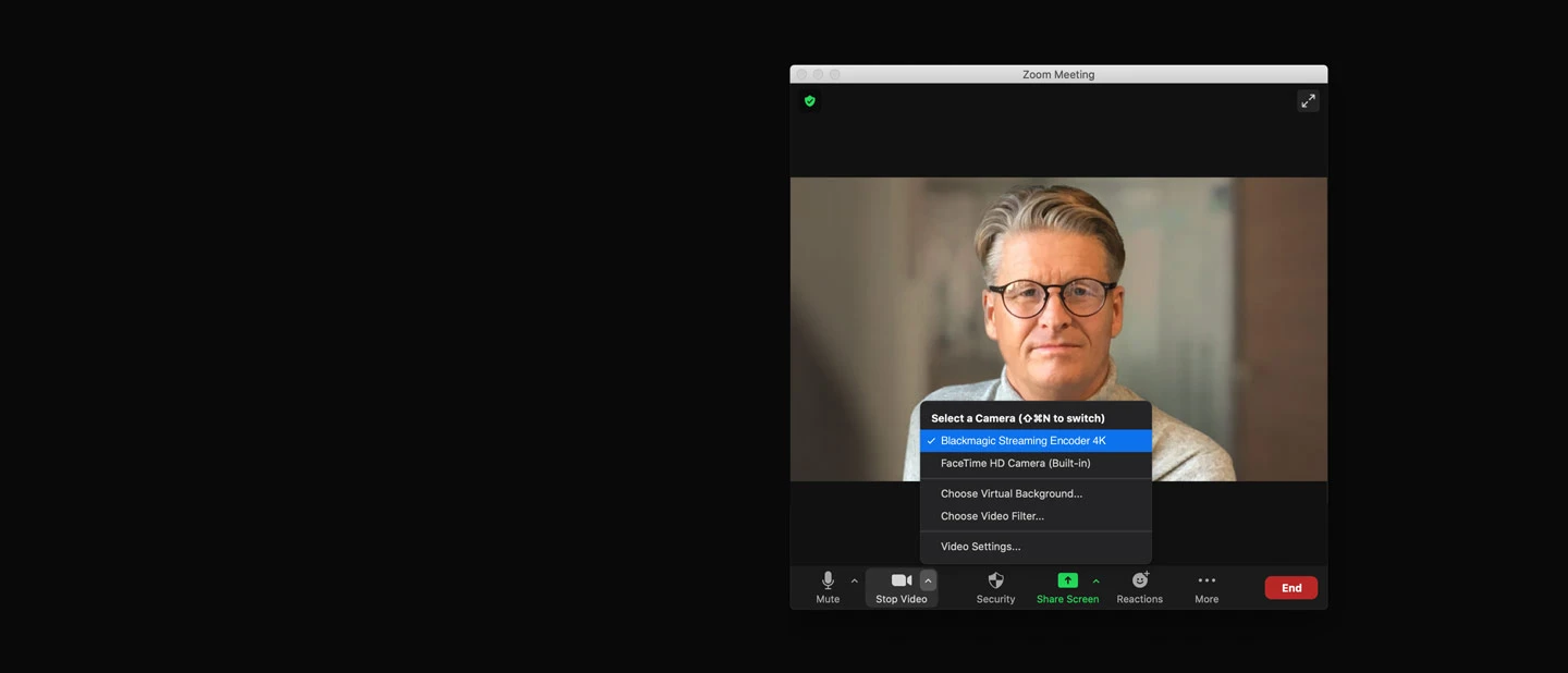 Blackmagic Streaming Decoder 4K 19 Salida USB-C para cámara web compatible con Zoom, Teams y OBS